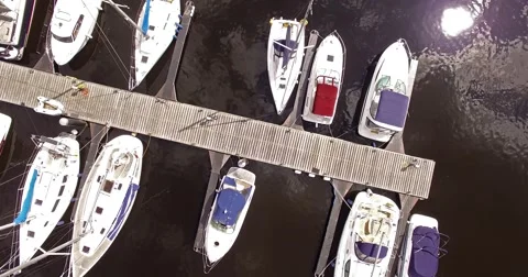 4K - Yachts. View from above Stock Footage 52213776
