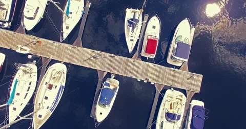 4K - Yachts. View from above Stock Footage 55513028