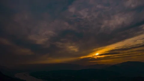 4K Yangtze Three Gorges Sunset Landscape Footage Vídeos de archivo 347205455