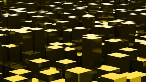 4K Yellow Abstract Looped Cubic Background Stock Footage 99375149