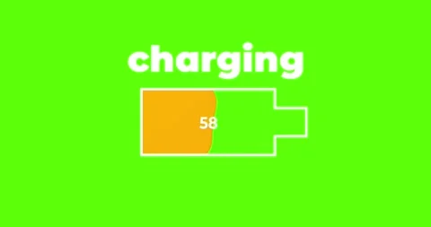 4k yellow battery charing animation on green background Stock Footage 255112509
