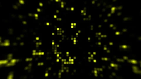 4K Yellow LED Pixel Depth Digital Grid Motion Background Loop Stock-Footage 340468480