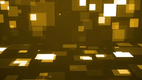 4K Yellow Looping Animation with Glowing Squares in Futuristic Grid Motion Video stock 306331113