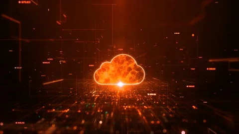 4K Yellow Orange Floating Digits Digital Technology Network Cloud Computing Icon Stock-Footage 204052982