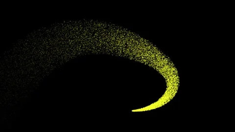 4K Yellow Particles Swirling in Dynamic Arc Motion over Black Background 스톡 동영상 328102937