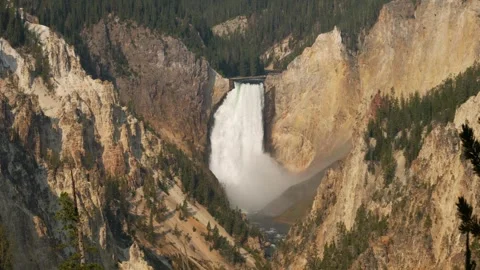 4K Yellowstone Lower Falls River Canyon Hydrothermal Alteration Aerial Stock Footage 339275427