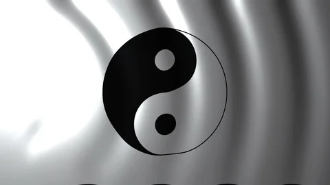 4K Yin Yang Flag Waving Animation |Loopable Video stock 111148857