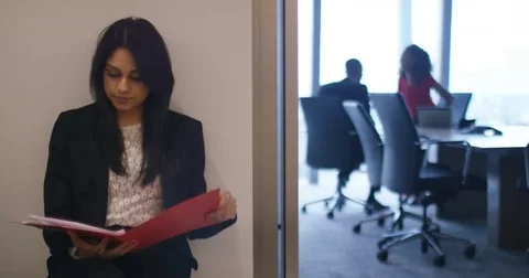 4K Young candidate waiting to be seen for job interview in corporate office Stock Footage 69147991