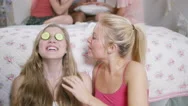 4K Young Fun Female Friends In Bedroom Doing Beauty Treatment Stock Footage