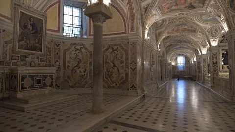 4K young girl in a crypt Stock Footage 90989042