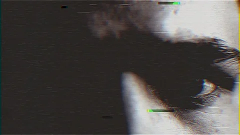 4k - Young man face with VHS Effect in black and white Stock Footage 71802563