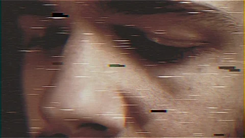 4k - Young man face with VHS Effect Vídeo Stock 71802617