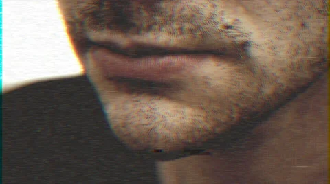 4k - Young men face calm VHS effect with distortion Stock Footage 63209233