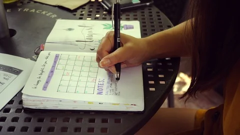 4K Young Millennial Writing In Notebook, Staying Organized with work or school 스톡 동영상 114715750