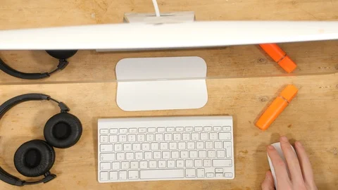4K Young Student working Top view over computer desk workplace on a keyboard  Stock Footage 88498401