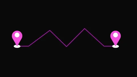 4K Zigzag Navigation Route with Map Pin on a black background. 库存影片 340605852