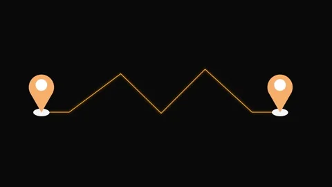 4K Zigzag Navigation Route with Map Pin on a black background. Stock Footage 340605863