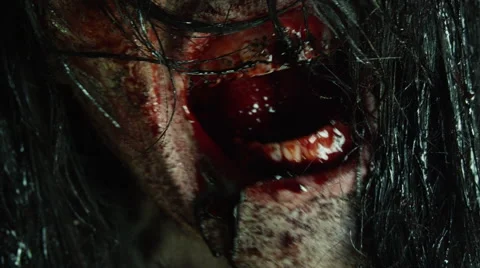 4K Zombie Teeth Snapping and Attacking Stock Footage 45171293