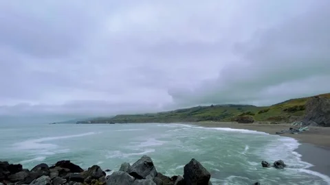 4K Zoom In California Clouds Beach Time Lapse Video Stock Footage 267929222