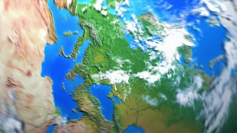 4K - Zoom in earth. fly through clouds from space Stock Footage 141248310