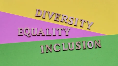 4k zoom in out Message DIVERSITY INCLUSION EQUALITY. Motivational Words Quotes Stock Footage 209859773