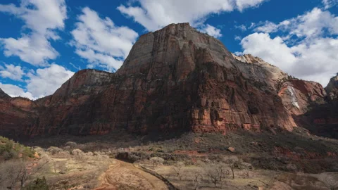 4K Zoom in Timelapse of mountain in Zion National Park, Utah, USA Stock Footage