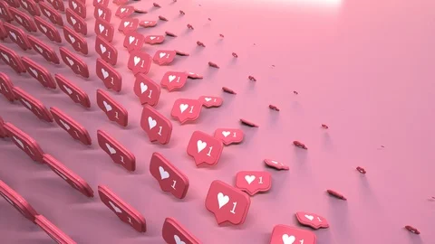 4k,3d animations heart like wave,hundreds of likes Stock Footage 113701688