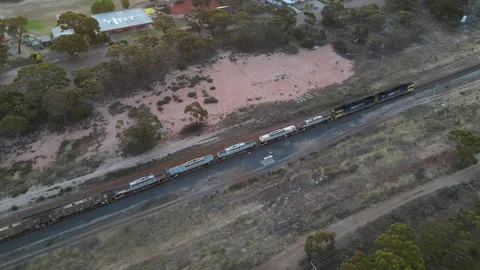 4K60 Fuel Cargo Train in Australia Mining Industry Stock Footage 278566780