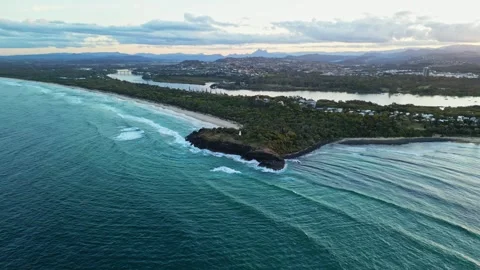 4K60 pan right over Fingal head in Tweed Heads, NSW, Australia Stock Footage 311607918
