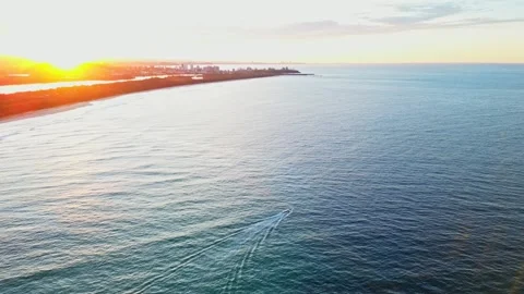 4K60 pan right shot at sunset near Fingal Head Beach, NSW, Australia Stock Footage 311607852