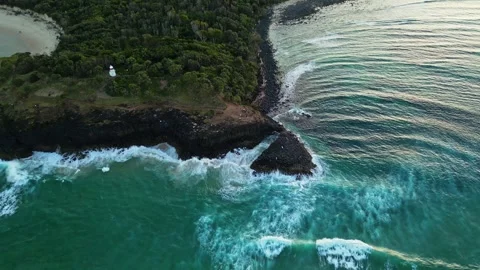4K60 pull back shot of Fingal head in Tweed Heads, NSW, Australia Stock Footage 311607838