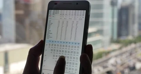 4k,Businessman browsing business forms chart on smartPhone,building,traffic. Stock Footage 67465992