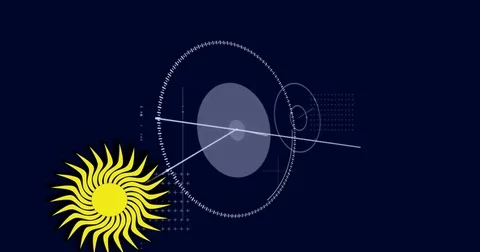 4K.Digital animation motion sun and animation clock as time. Stock Footage 72237564