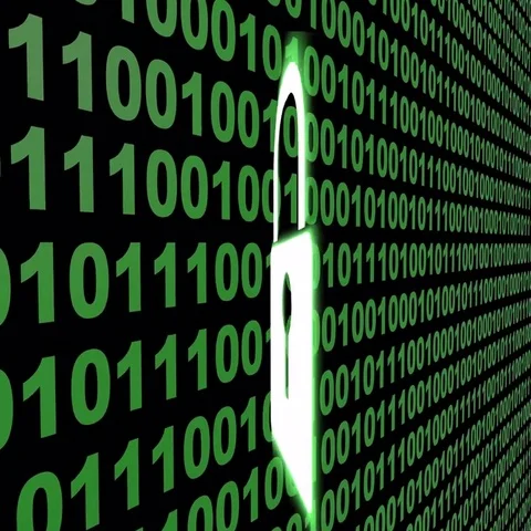 4k,Digital Padlock Cyber Security Concept,Binary source code,data display. Stock Footage 69443998