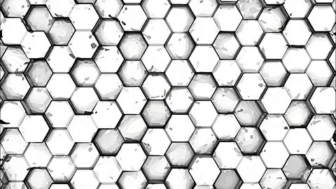 4KHexagon 3D Abstract Animation. Seamless Loop for technical website background Stock Footage 100684722