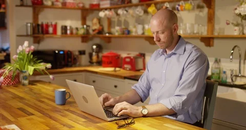 4k,Man working from home on his laptop. Stock Footage 128390107