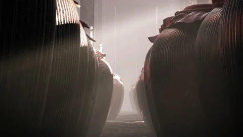 4KPhotographing the changes in light and shadow in a wine cellar Stock Footage 233668700