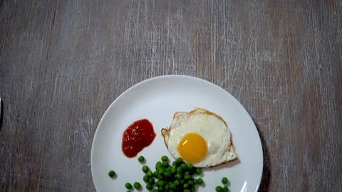 4k,scrambled eggs, food; background; hand; kitchen;breakfast;white;eating;cooked Stock Footage 101101843