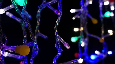 4K.Slowly Blinking Christmas or festive  light garland Stockbeeldmateriaal 85598751
