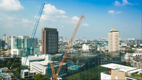 4K.Time lapse construction site with cloudy in Thailand. Stock Footage 116757703