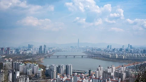 4K,Time lapse. The Han River Scenic Area in Seoul, the capital of South Korea. Stock Footage 106218593