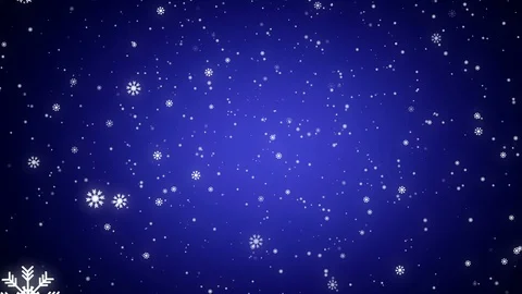 4KWhite winter sparkle snow element flowing from natural wind on blue background Video stock 99185309