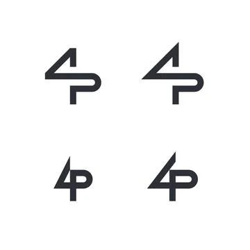 4P Monogram United Icon Logo Set Stock Illustration