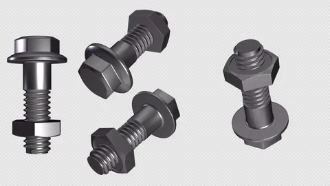 4ps positions. Bolt and nut. The animation of the tightening nut and bolt metal  Stock Footage 146749503