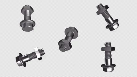 4ps positions. Bolt and nut. The animation of the tightening nut and bolt metal  Stock Footage 146787544