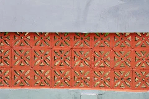 4S3A7787Thai style pattern on the wall of the building, Thailand. Foto stock