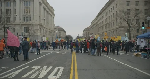 4th Annual Women’s Protest March On DC With The White House Stock Footage 123555224