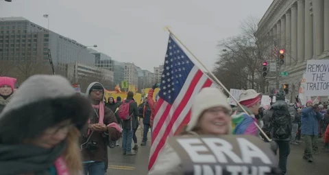 4th Annual Women’s Protest March On DC With The White House Stock Footage 123575677