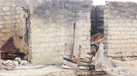 4th Burnt Down Building From The Fulani Herdsmen Attack in Agatu Nigeria  Stock Footage 62703161