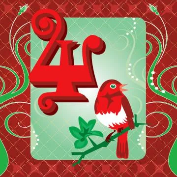 4th Day of Christmas Stock Illustration